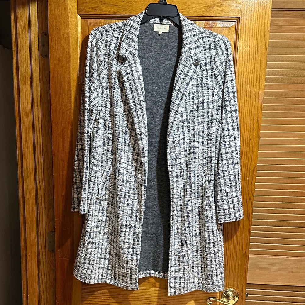 Knee length knit Black and White Duster-Blazer